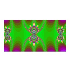 Green And Purple Fractal Satin Wrap