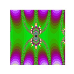 Green And Purple Fractal Small Satin Scarf (square)