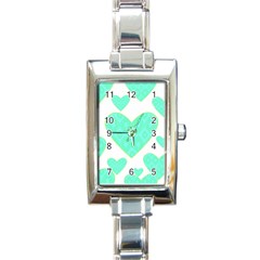 Green Heart Pattern Rectangle Italian Charm Watch by Amaryn4rt