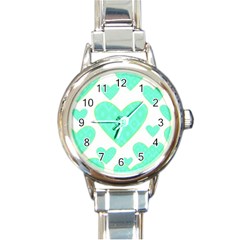 Green Heart Pattern Round Italian Charm Watch by Amaryn4rt