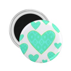 Green Heart Pattern 2 25  Magnets