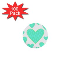 Green Heart Pattern 1  Mini Buttons (100 Pack) 