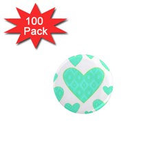 Green Heart Pattern 1  Mini Magnets (100 Pack) 