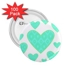 Green Heart Pattern 2 25  Buttons (100 Pack)  by Amaryn4rt