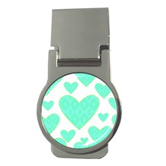 Green Heart Pattern Money Clips (round) 