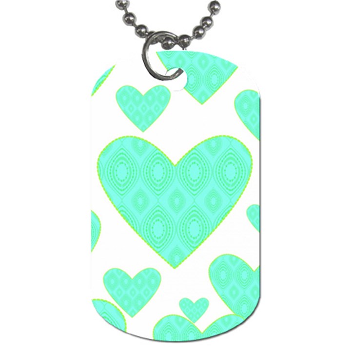 Green Heart Pattern Dog Tag (One Side)