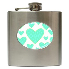 Green Heart Pattern Hip Flask (6 Oz)