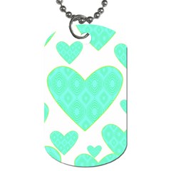 Green Heart Pattern Dog Tag (two Sides) by Amaryn4rt