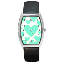 Green Heart Pattern Barrel Style Metal Watch