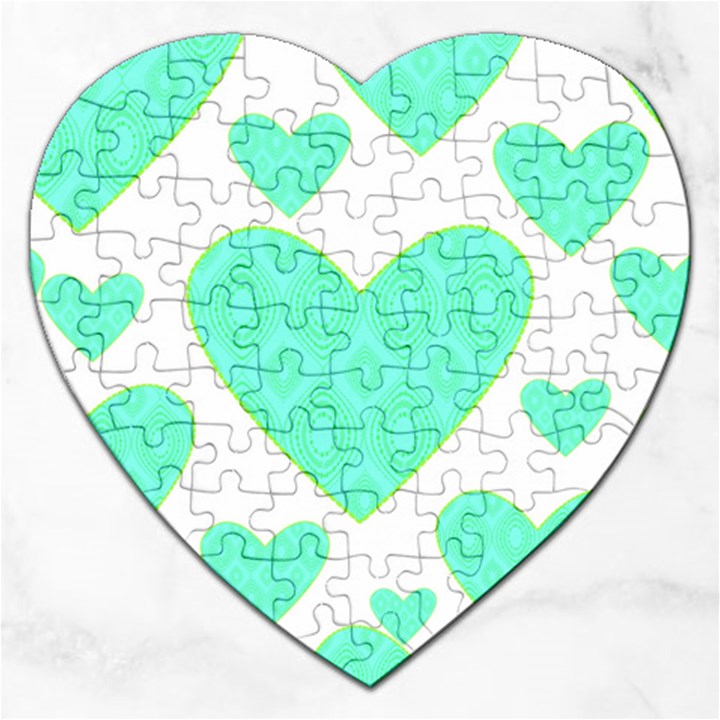 Green Heart Pattern Jigsaw Puzzle (Heart)