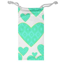 Green Heart Pattern Jewelry Bag by Amaryn4rt