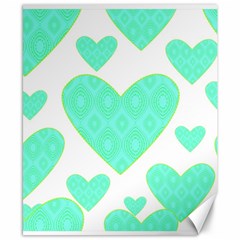 Green Heart Pattern Canvas 8  X 10 