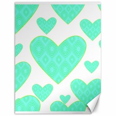 Green Heart Pattern Canvas 12  X 16   by Amaryn4rt