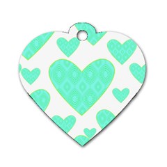 Green Heart Pattern Dog Tag Heart (one Side)