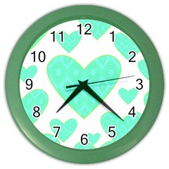 Green Heart Pattern Color Wall Clocks