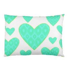 Green Heart Pattern Pillow Case