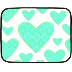 Green Heart Pattern Double Sided Fleece Blanket (mini) 