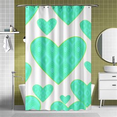 Green Heart Pattern Shower Curtain 48  X 72  (small) 