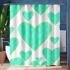 Green Heart Pattern Shower Curtain 60  X 72  (medium) 