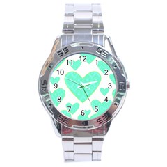 Green Heart Pattern Stainless Steel Analogue Watch by Amaryn4rt