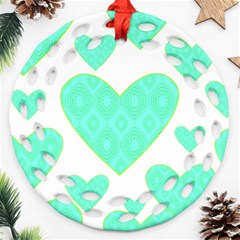 Green Heart Pattern Ornament (round Filigree)