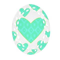 Green Heart Pattern Oval Filigree Ornament (two Sides) by Amaryn4rt