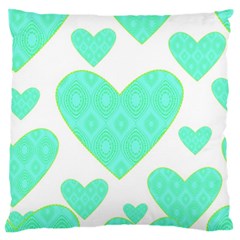 Green Heart Pattern Large Cushion Case (one Side)