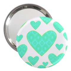 Green Heart Pattern 3  Handbag Mirrors by Amaryn4rt