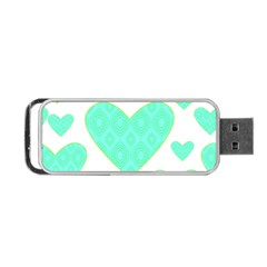 Green Heart Pattern Portable Usb Flash (two Sides) by Amaryn4rt