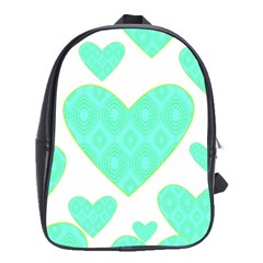 Green Heart Pattern School Bags (xl) 