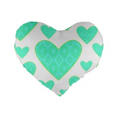 Green Heart Pattern Standard 16  Premium Heart Shape Cushions