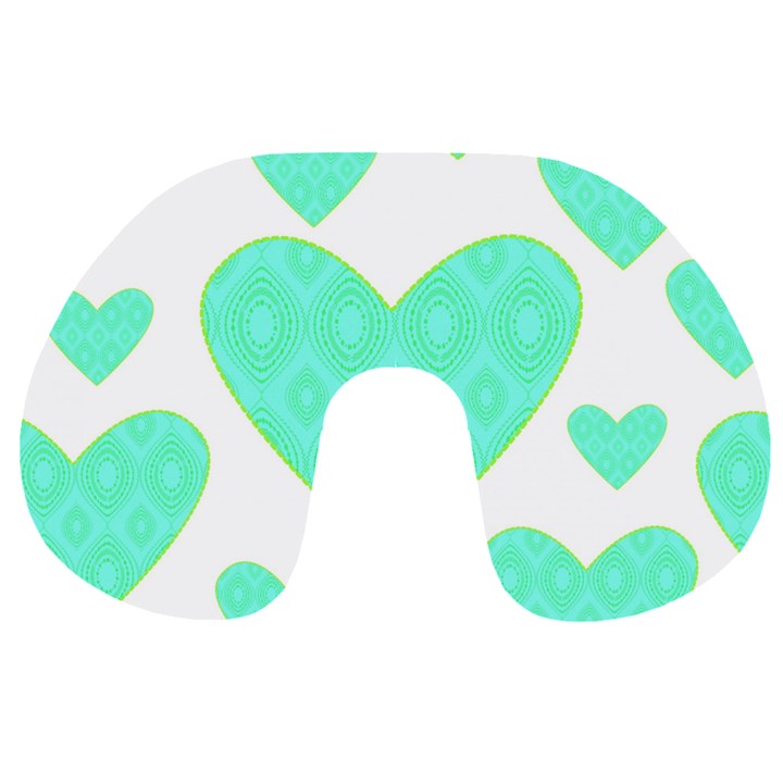 Green Heart Pattern Travel Neck Pillows