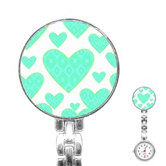 Green Heart Pattern Stainless Steel Nurses Watch by Amaryn4rt