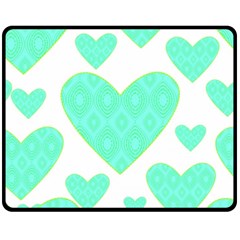 Green Heart Pattern Double Sided Fleece Blanket (medium) 