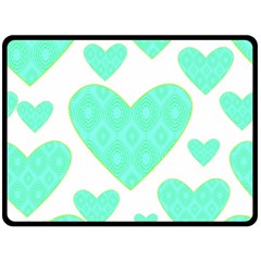 Green Heart Pattern Double Sided Fleece Blanket (large) 