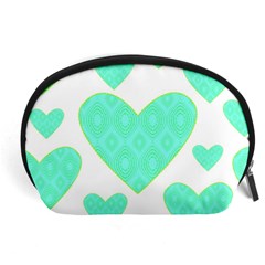 Green Heart Pattern Accessory Pouches (large) 