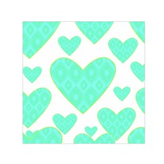 Green Heart Pattern Small Satin Scarf (square)