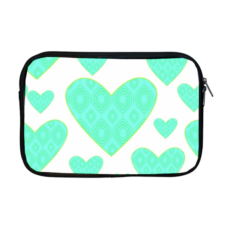 Green Heart Pattern Apple MacBook Pro 17  Zipper Case