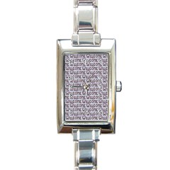 Welcome Letters Pattern Rectangle Italian Charm Watch