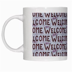 Welcome Letters Pattern White Mugs by dflcprints