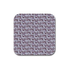 Welcome Letters Pattern Rubber Square Coaster (4 Pack) 