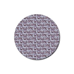 Welcome Letters Pattern Rubber Round Coaster (4 Pack) 