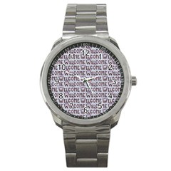 Welcome Letters Pattern Sport Metal Watch by dflcprints