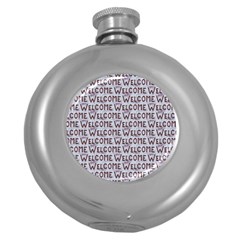 Welcome Letters Pattern Round Hip Flask (5 Oz) by dflcprints