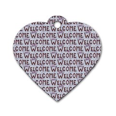 Welcome Letters Pattern Dog Tag Heart (one Side)