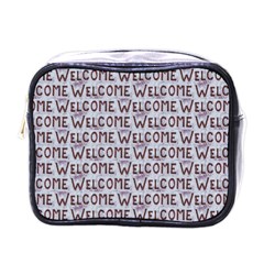 Welcome Letters Pattern Mini Toiletries Bags by dflcprints