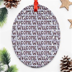 Welcome Letters Pattern Oval Filigree Ornament (two Sides)