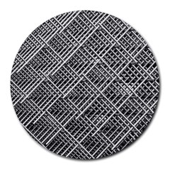 Grid Wire Mesh Stainless Rods Rods Raster Round Mousepads by Amaryn4rt