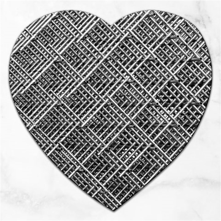 Grid Wire Mesh Stainless Rods Rods Raster Jigsaw Puzzle (Heart)