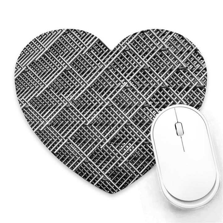 Grid Wire Mesh Stainless Rods Rods Raster Heart Mousepads